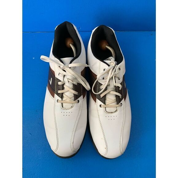 Etonic Golf Shoes 12 Mens White Leather Spike Gore Tex Arch Support Lace Up - Picture 4 of 6